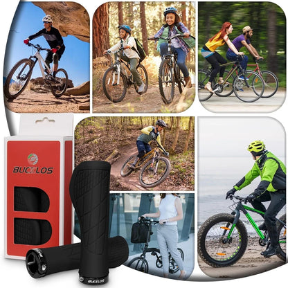 BUCKLOS Ergonomic MTB Handlebar Grips — Comfortable Soft Rubber Lock-On Bicycle Grips for Mountain Bikes