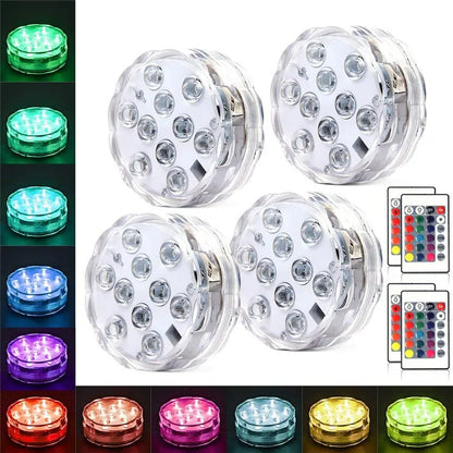 10LED RGB Submersible LED Light – Battery Operated Underwater Night Lamp for Pool, Garden, Wedding & Vase Decorations