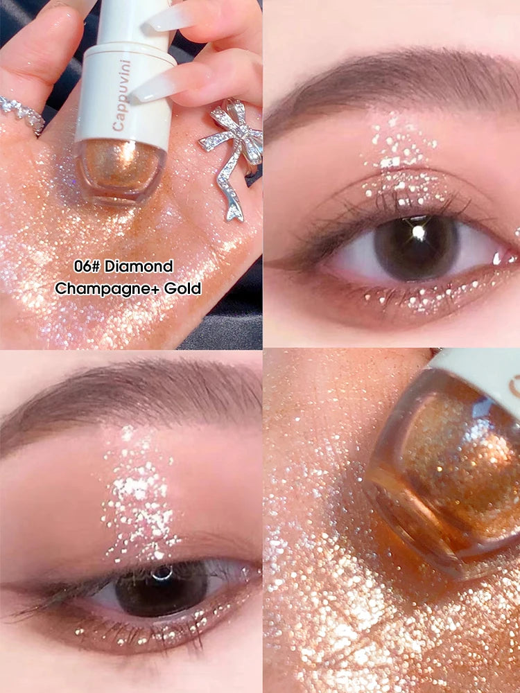 Cappuvini Star Dots Liquid Eye Shadow, Pearlescent High Gloss, Fine Flashing for Easy Application, Dazzling Liquid Eye Shadow