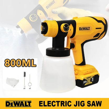 Dewalt 800ML Electric Spray Gun – Cordless Paint Sprayer for Auto & Furniture Coating, Compatible with Dewalt 18V/20V Battery