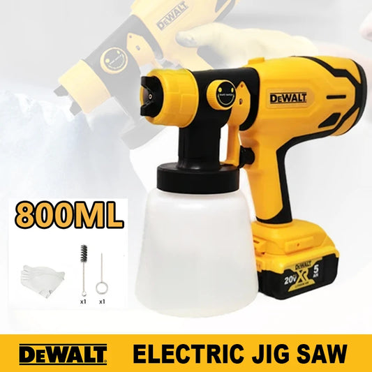 Dewalt 800ML Electric Spray Gun – Cordless Paint Sprayer for Auto & Furniture Coating, Compatible with Dewalt 18V/20V Battery