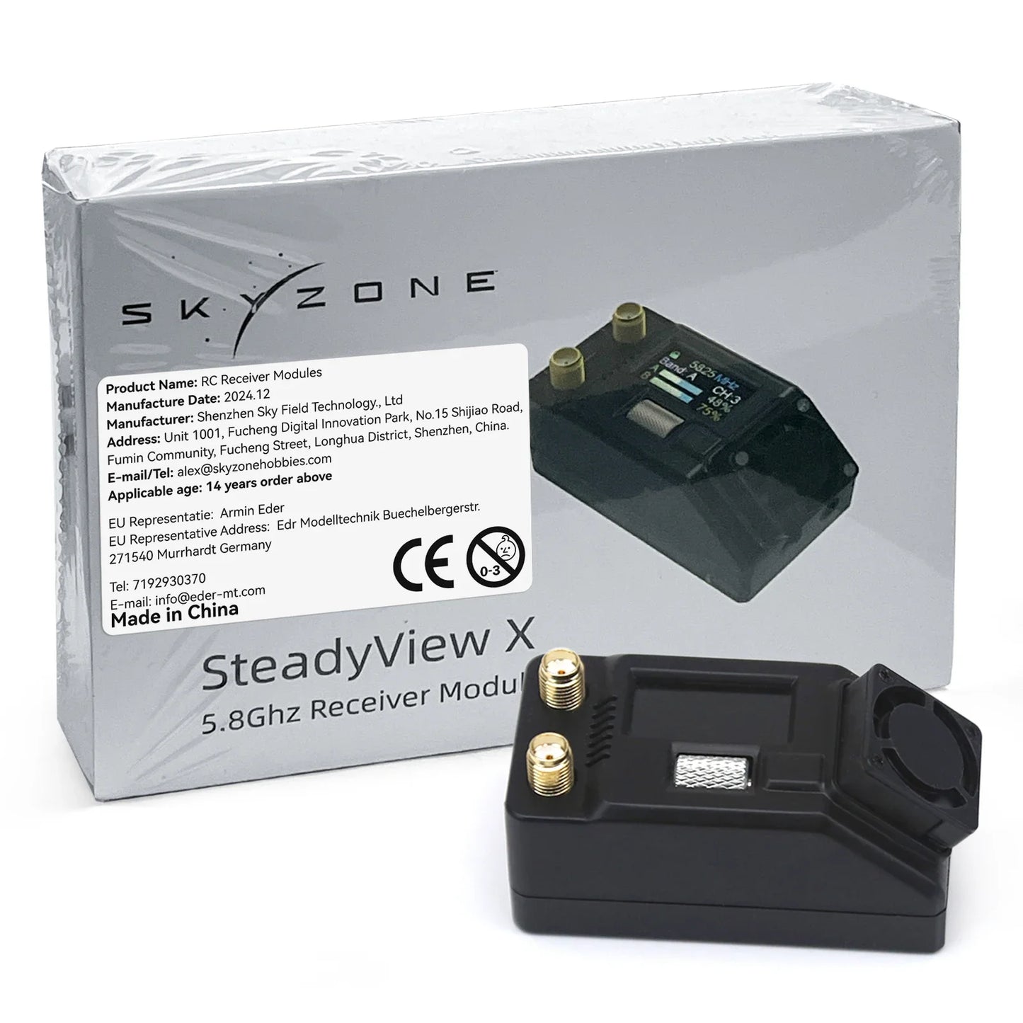 SKYZONE SteadyView X 5.8GHz IPS Screen Receiver – FPV Goggles Module with Range Control & Sensitivity Motor for RC Plane Drone