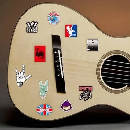 100PCS Classic Rock & Roll Stickers - Music Band Vinyl Decals for Laptops, Guitars, Helmets & Luggage