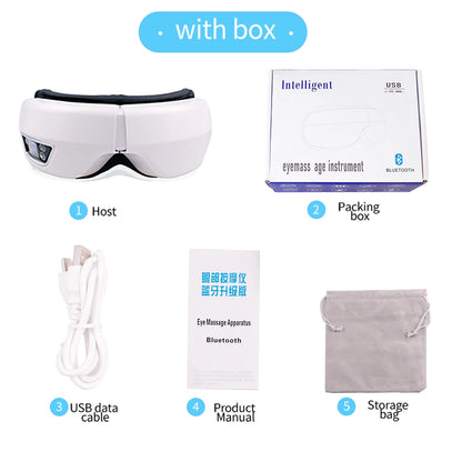 6D Smart Eye Massager — Vibration & Hot Airbag Compress, Bluetooth Music Eye Massage Glasses for Relaxation & Fatigue Relief