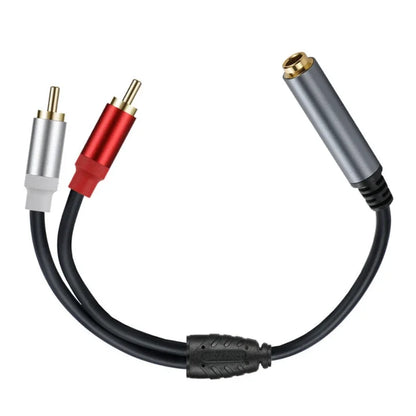 Gold Plated 6.35mm TRS Female to Dual RCA Male Audio Adapter Cable – Metal Shell Stereo 2RCA to 1/4 Inch Jack Conversion Cord