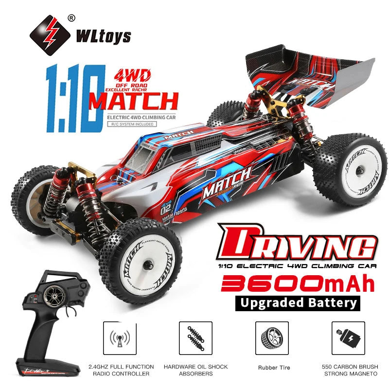 Wltoys 104001 RTR 1/10 4WD RC Car – 2.4G High-Speed Remote Control Drift & Off-Road Climbing Metal Vehicle, 45km/h