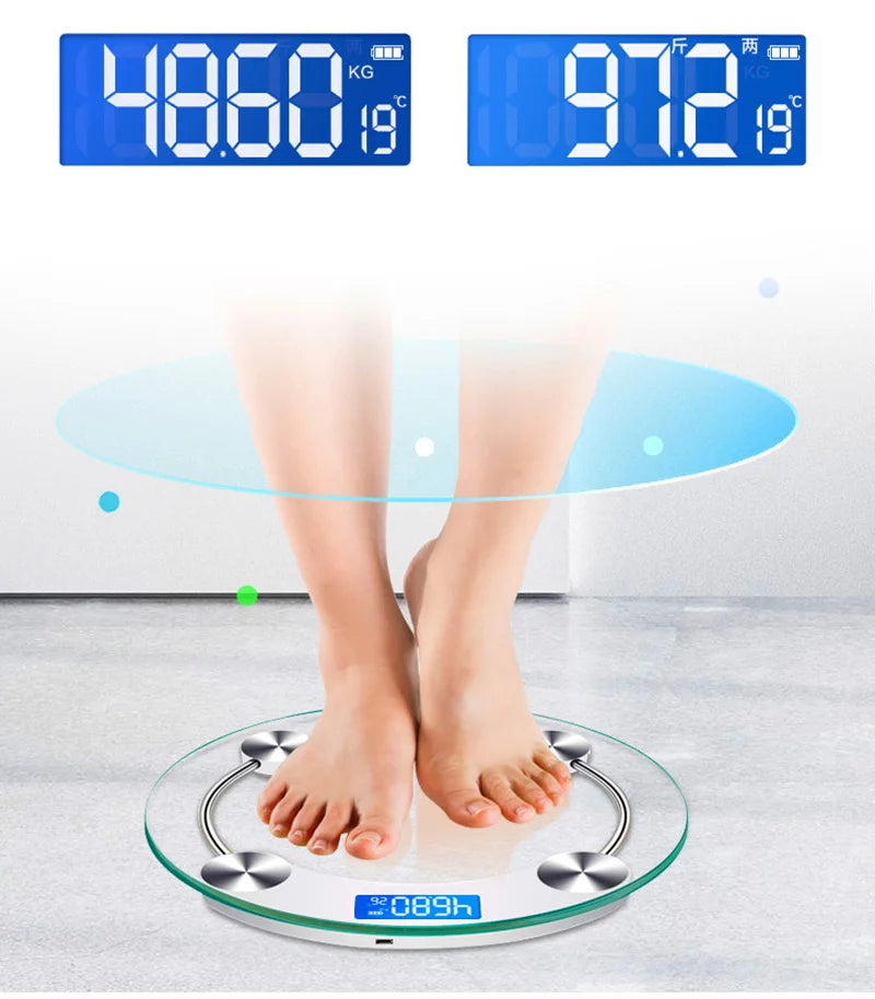 LCD Digital Bathroom Scale — Round High-Definition Body Weight Scale, 0.2-180KG Precision Electronic Floor Scale