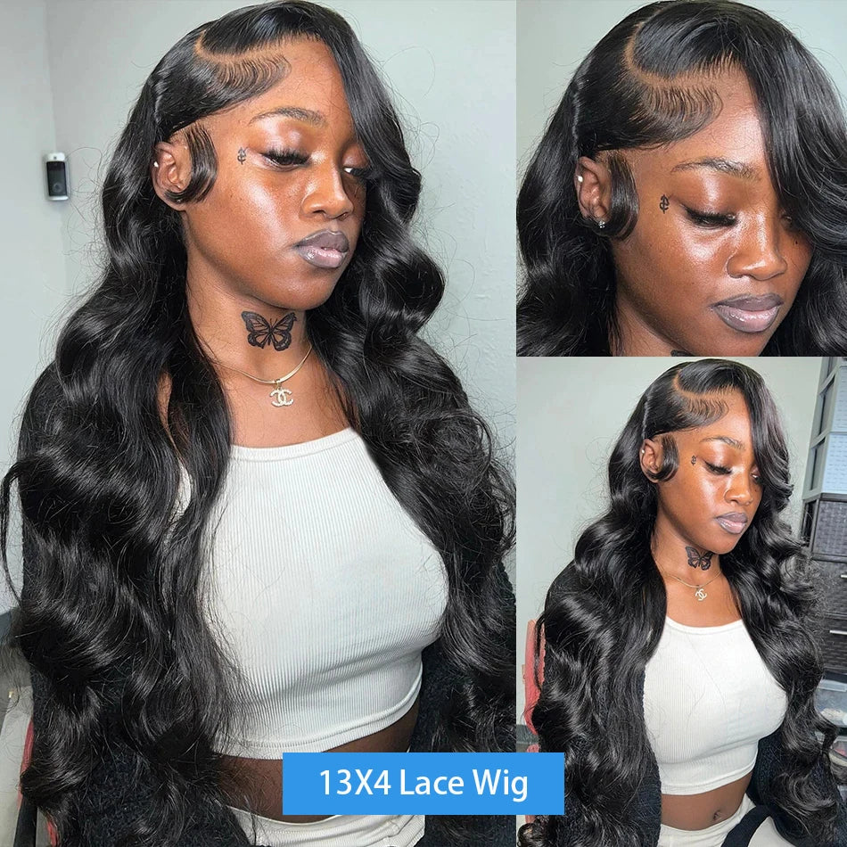 250% Density Body Wave Lace Front Wig – 13x6 Transparent Brazilian Remy Human Hair, 30-32 Inch for Black Women