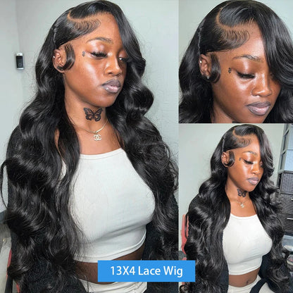 250% Density Body Wave Lace Front Wig – 13x6 Transparent Brazilian Remy Human Hair, 30-32 Inch for Black Women