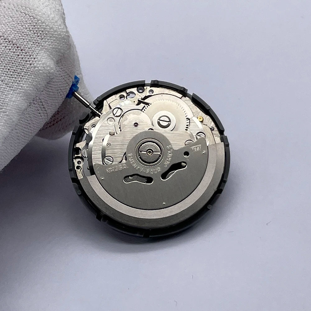 Original Japan NH35 Automatic Movement – NH35A 24 Jewels, Black Datewheel with White Text, Top-Rated TMI Mechanical Replacement Part