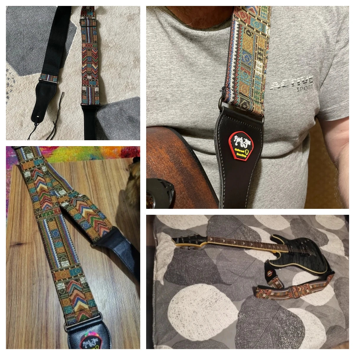 New High-Quality Cotton Guitar Strap – Adjustable Length, 6.2cm Wide for Acoustic & Electric Bass Guitars