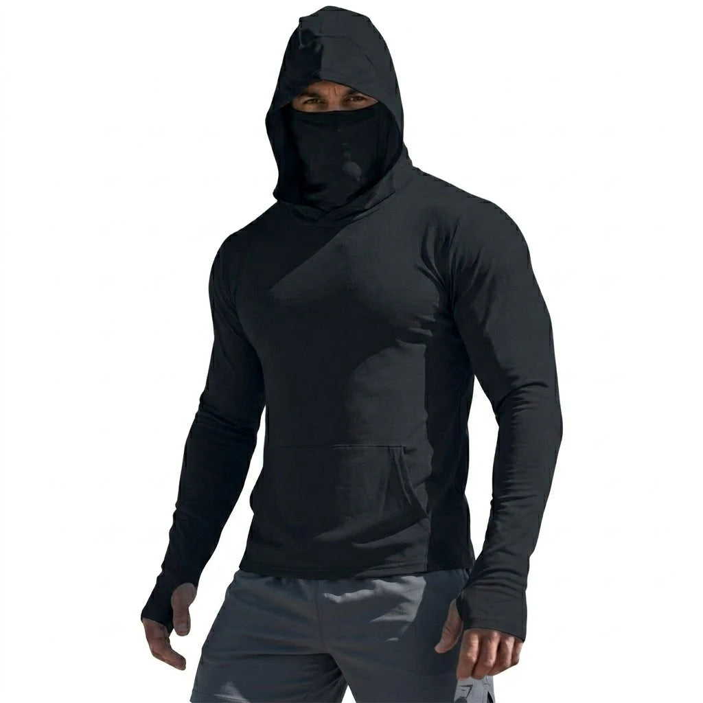 Men’s UPF50+ Sun Protection Long Sleeve Quick Dry Hoodie – Lightweight Fishing & Running Performance Shirt
