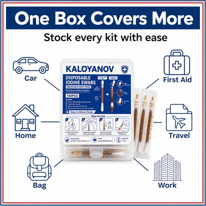 10% Povidone-Iodine Antiseptic Swabs – Extra-Strength Cotton Sticks for Wound Care and First Aid