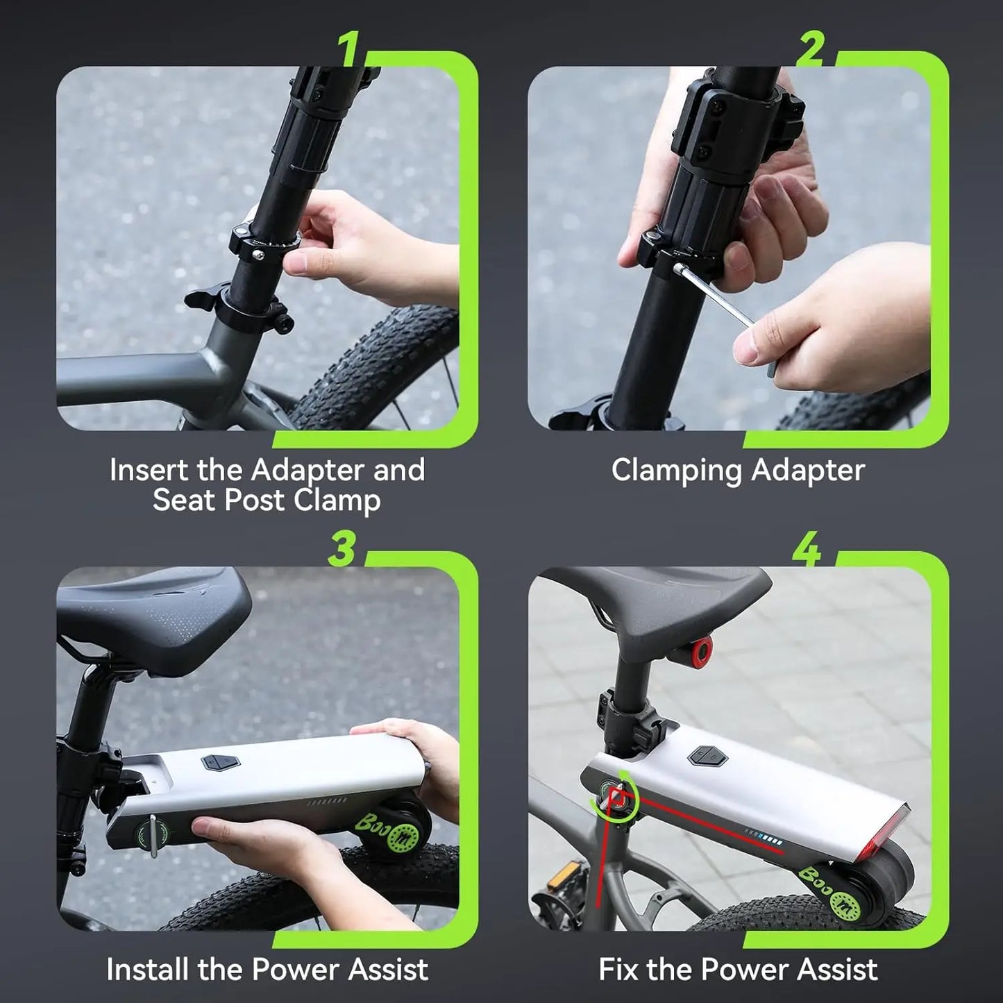 Electric Bike Conversion Kit — 31-Mile Range Pedal Assist with 12V 10AH Battery, 15.5MPH, Tool-Free Installation