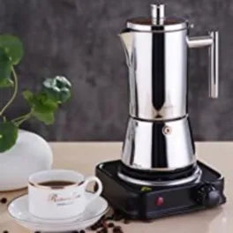 Easyworkz Diego 4-Cup Stovetop Espresso Maker — Stainless Steel Italian Moka Pot, 6.8 oz Induction Coffee Machine