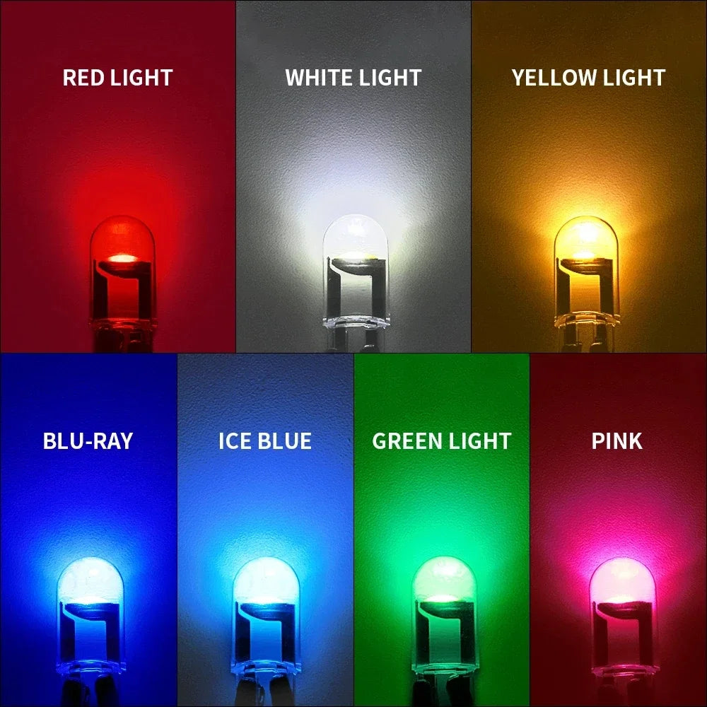 10/50pcs W5W LED T10 Car Light - COB LED Glass, 6000K White Auto License Plate Lamp, Dome, Read & DRL Bulb for 12V Automobiles