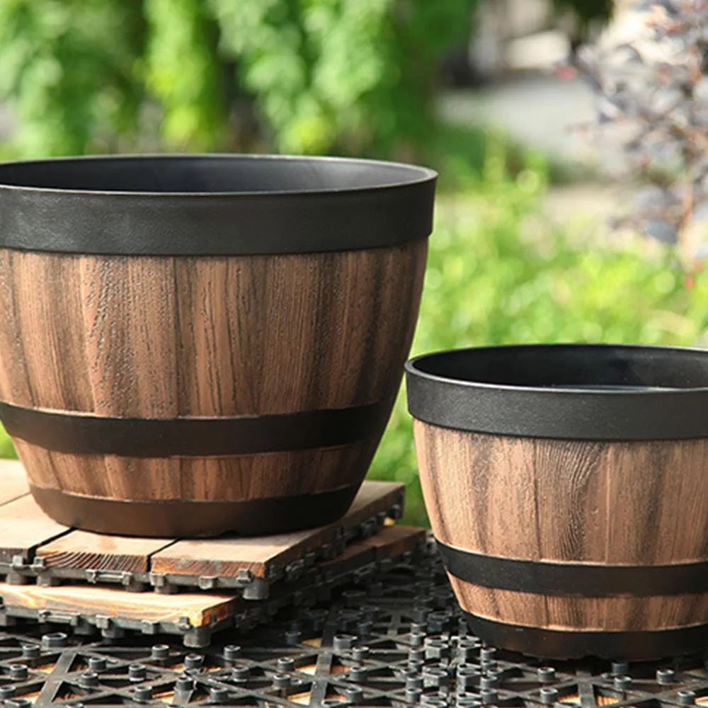 Large Capacity Bucket-Style Flower Pot – Retro Planter for Home & Garden