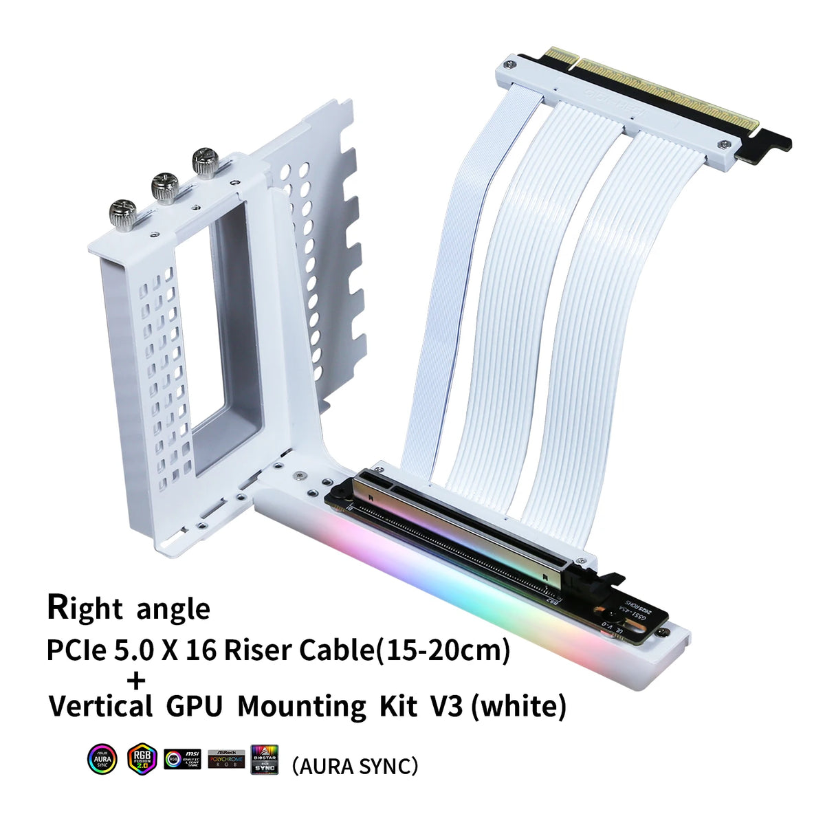 PCIe 5.0 X16 GPU Riser Cable - Gen5 128GB/s Right-Angle Graphics Card Extension for Vertical PC Mounting