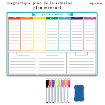 A3 Dry Erase Whiteboard Fridge Calendar – Weekly & Monthly Planner in Spanish, French, English