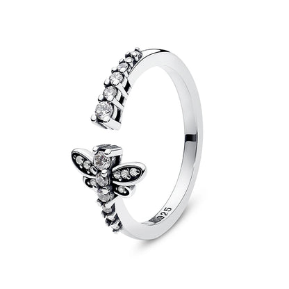 925 Sterling Silver Women’s Ring – Crown, Heart & Wishbone Design with Crystal, Rose Gold Engagement & Wedding Jewelry