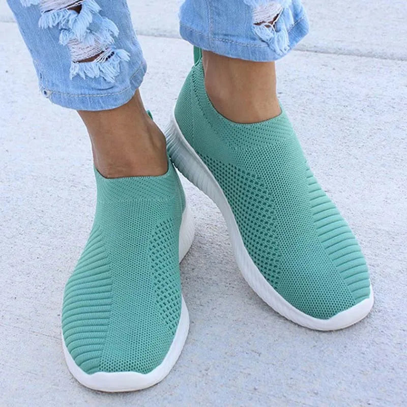 Women’s Fashion Sneakers — Casual Walking Flat Platform Sock-Style Chunky Slip-On Shoes