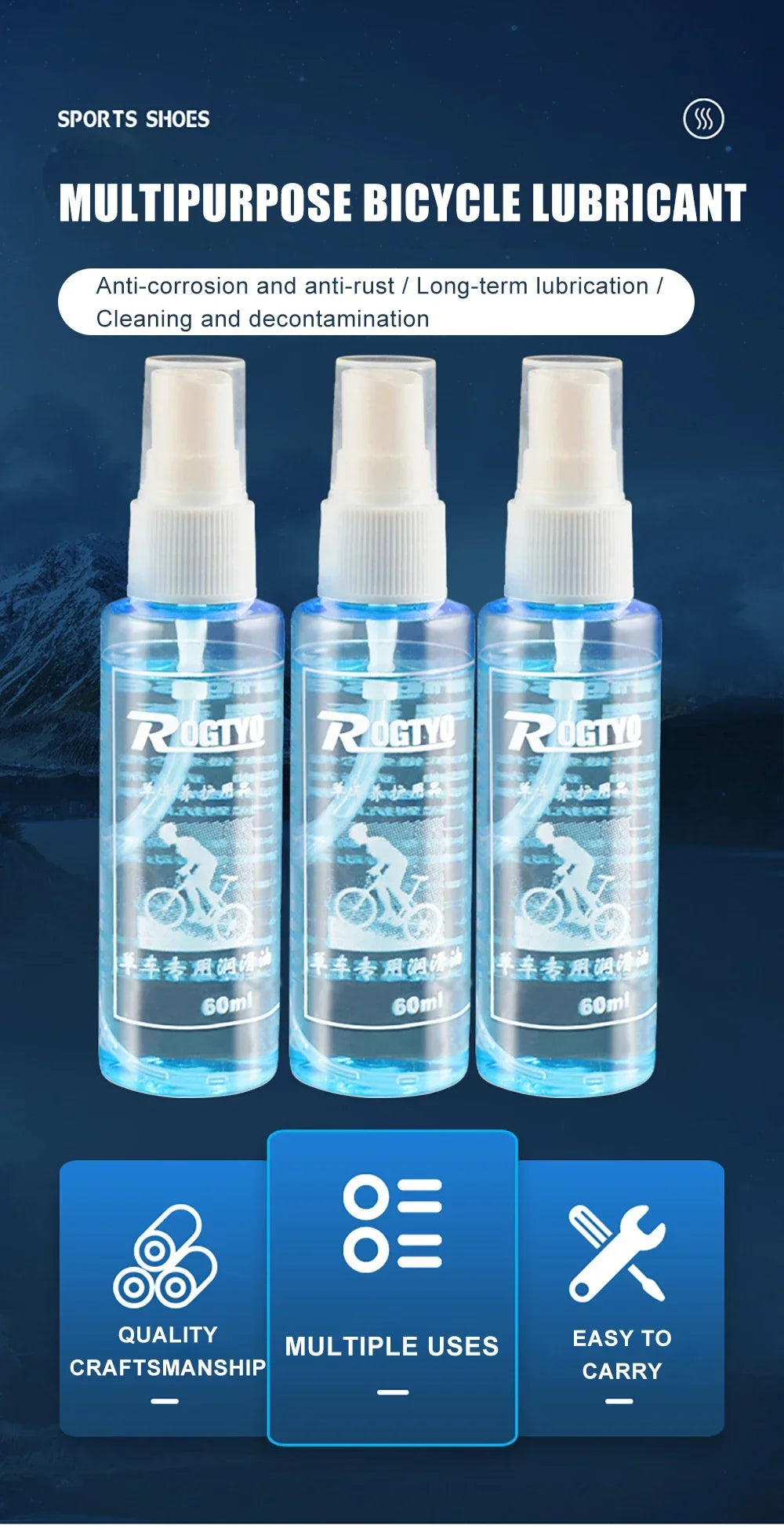 60ML Bicycle Chain Lubricant – Long Lasting Dry Lube Oil for MTB & Road Bike Chain Maintenance, Waxy Formula