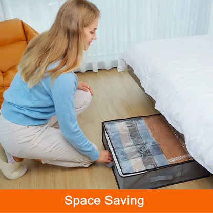 Foldable Underbed Storage Organizer Bag – Large Capacity Dustproof Clothes & Quilt Wardrobe Storage Box