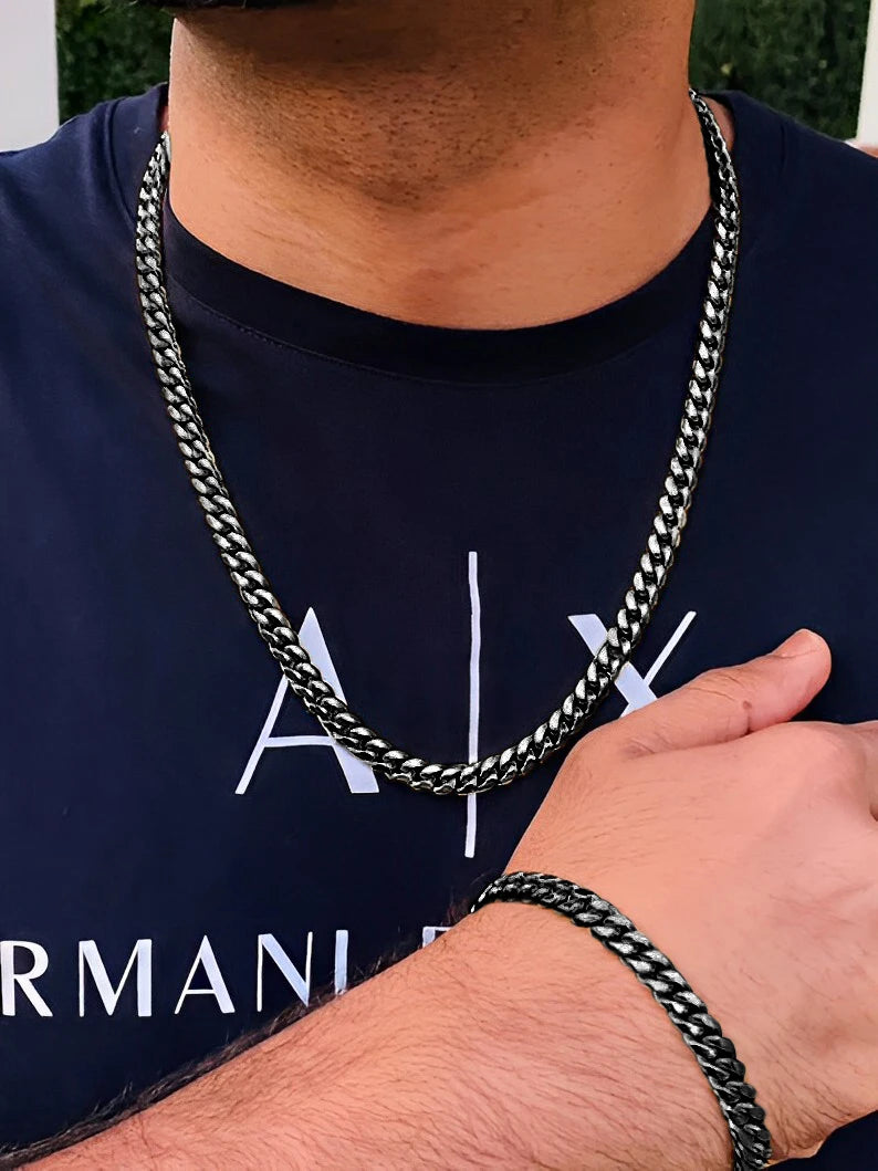 3-Piece Stainless Steel Jewelry Set – Men’s & Women’s Retro Bracelet, Necklace, Ring for Punk Hip Hop Fashion