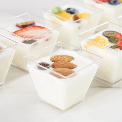 100-Pack Mini Dessert Cups - 2OZ Small Plastic Cups for Parties, Perfect for Pudding, Fruit, Ice Cream, Dessert Shooters