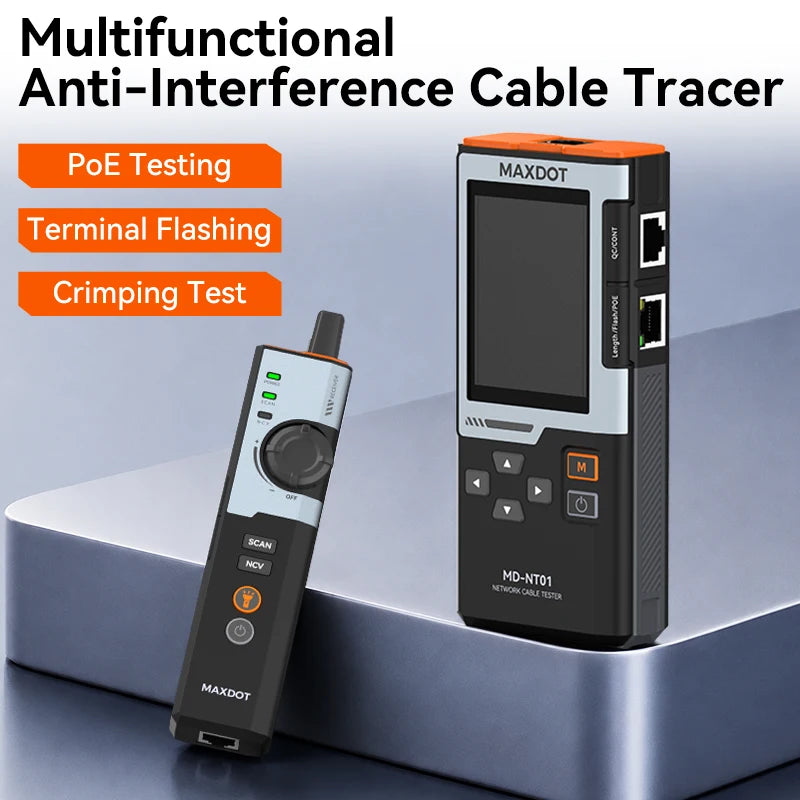 MAXDOT Network Cable Tester - RJ45/RJ11 Line Finder with PoE Detection & Network Repair Functions