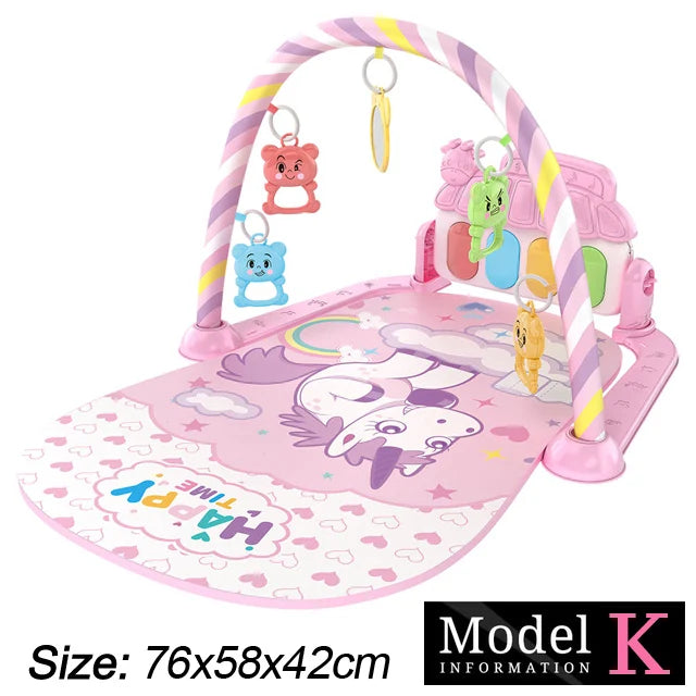 Baby Fitness Play Gym - Newborn Piano Activity Mat with Music, Crawling Blanket & Early Education Toys 0-36 Months