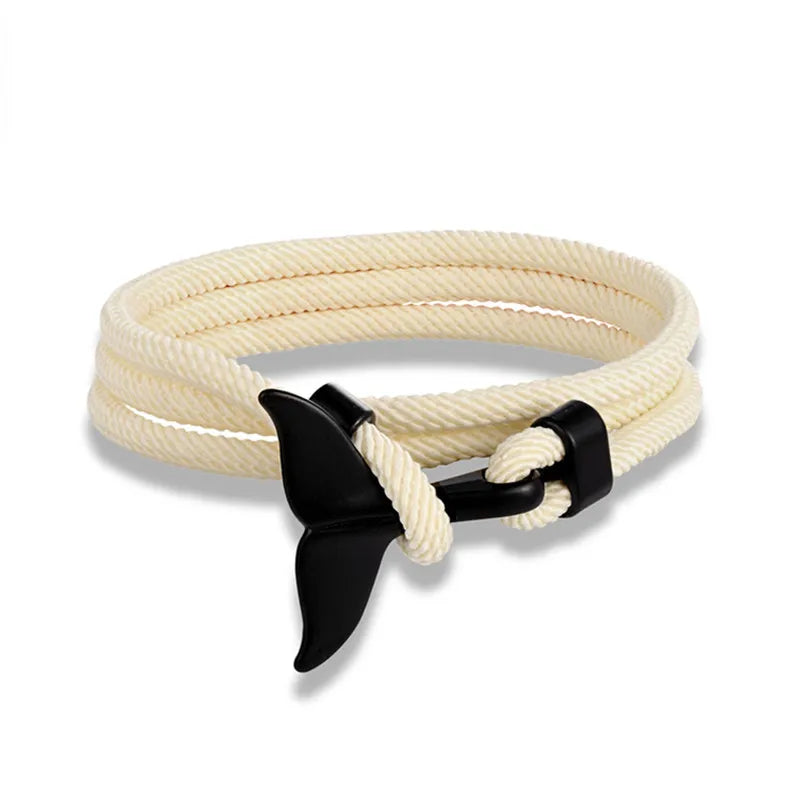 Whale Tail Anchor Bracelet - Adjustable Ocean Style Rope Couple Friendship Jewelry