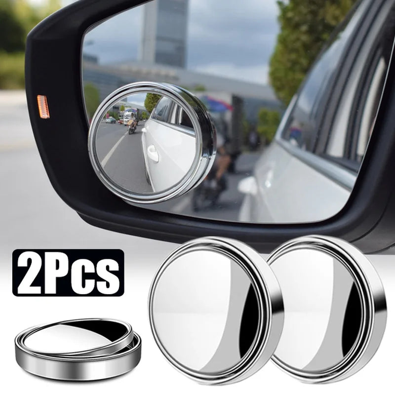 2PCS 360° Adjustable Blind Spot Mirrors — Round Convex Auxiliary Rearview Mirrors, Wide-Angle Car Reverse Safety Mirrors