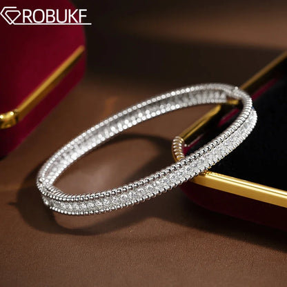 2mm Full Moissanite Bracelet – GRA Certified, 925 Sterling Silver, 18K Gold Plated Luxury Bangle for Women