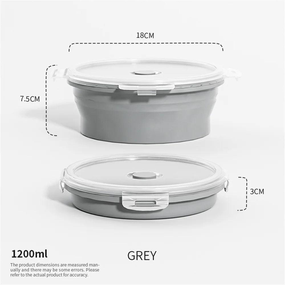 Collapsible Silicone Food Storage Container - Portable Lunch Box with Lid for Microwave & Freezer Use