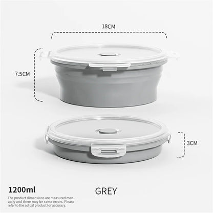 Collapsible Silicone Food Storage Container - Portable Lunch Box with Lid for Microwave & Freezer Use