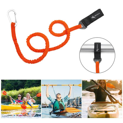 Elastic Kayak Paddle Leash – Adjustable Coiled Lanyard with Safety Hook for Fishing Rod, Pole & Rowing Boat Accessories