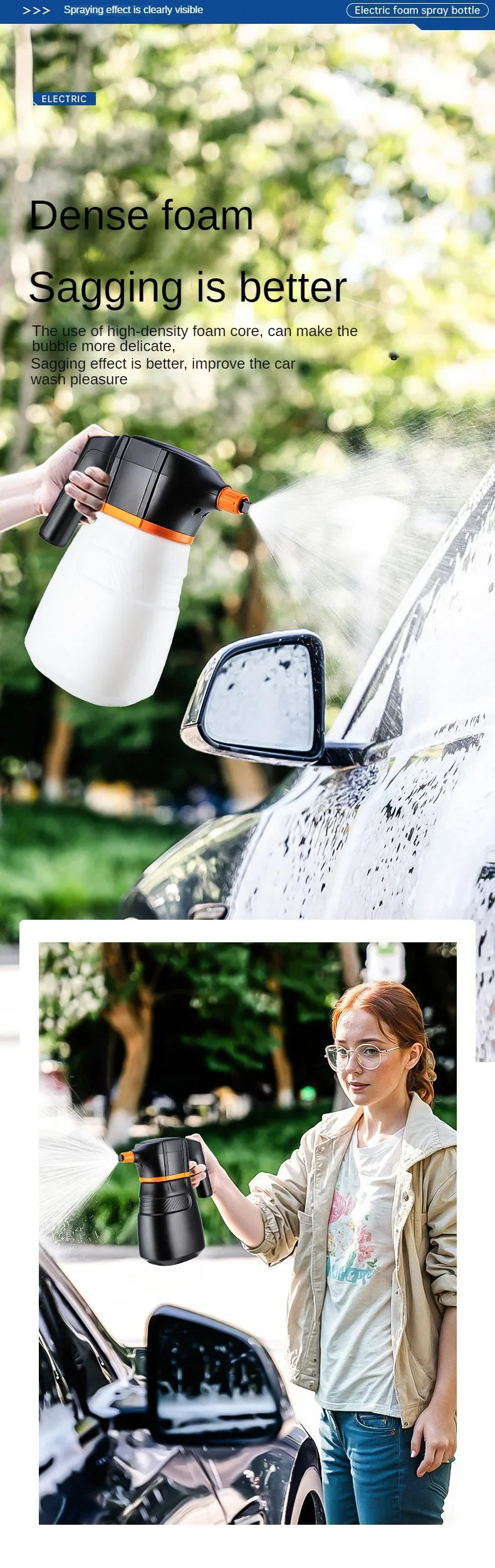 LEIBOO Electric Foam Sprayer – Battery-Powered High-Pressure Snow Cannon for Car Wash & Detailing