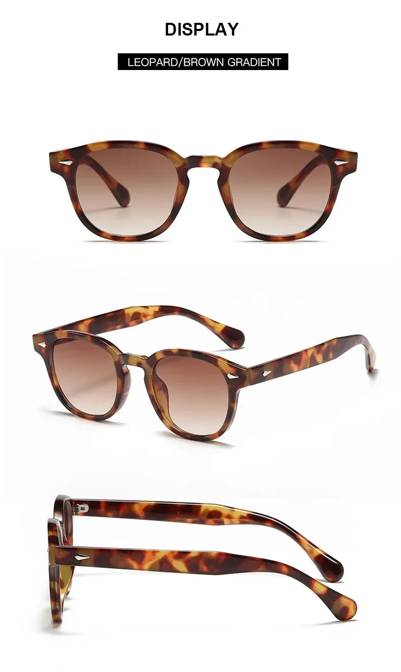 JNPCXI Retro Round Sunglasses – Punk Leopard Rivet Fashion Shades UV400 for Men & Women