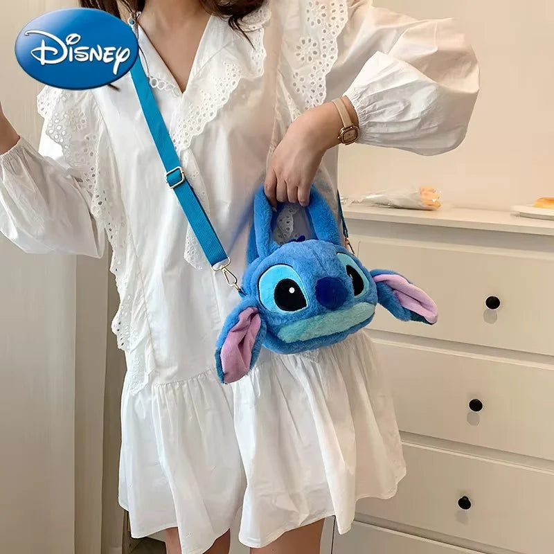 Disney Lilo & Stitch Plush Messenger Bag – Kawaii Anime Handbag for Girls, Stuffed Cartoon Plushie Soft Bag for Kids