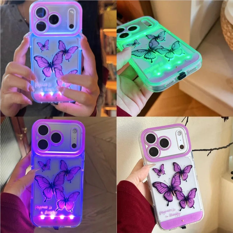 Luminous Butterfly Phone Case - Color-Changing Light-Up Cover for Samsung Galaxy