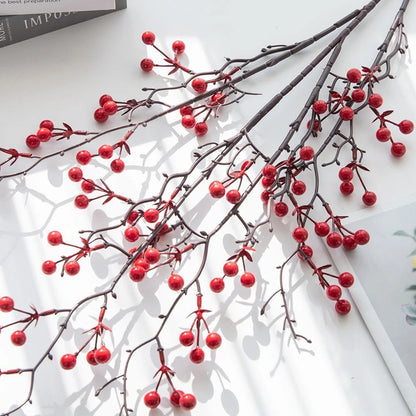 Artificial Holly Plant with Red Berries – Mini Decorative Bonsai for Home, Table, Garden, Festival, Party, Wedding, DIY Gifts