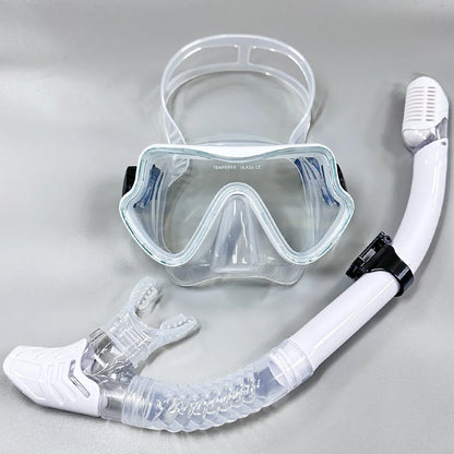 Tempered Glass Diving Mask & Snorkel Set - Panoramic Adult Scuba & Swimming Snorkeling Gear