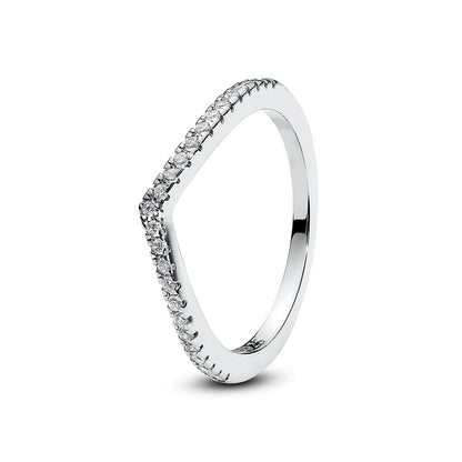 925 Sterling Silver Women’s Ring – Crown, Heart & Wishbone Design with Crystal, Rose Gold Engagement & Wedding Jewelry