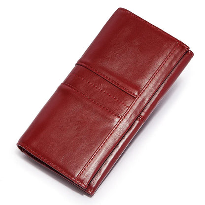Women's Genuine Leather Clutch Wallet – RFID Blocking Phone Purse with Zipper Pocket
