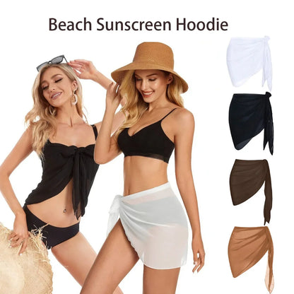 Women's Summer Sarong Cover Up - Sheer Chiffon Beach Wrap Short Skirt for Bikini & Swimwear
