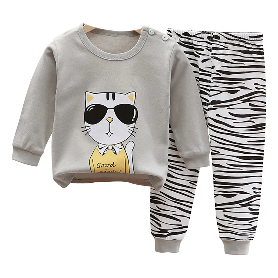 Cute Cartoon Unicorn Kids Pajama Set – Soft, Warm & Durable Unisex Sleepwear for Autumn Everyday Wear