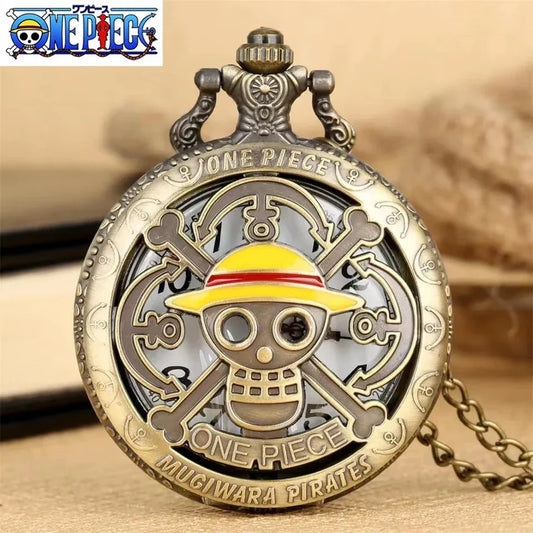 One Piece Anime Pocket Watch – Vintage Bronze Fashion Toy for Kids, Birthday Gift