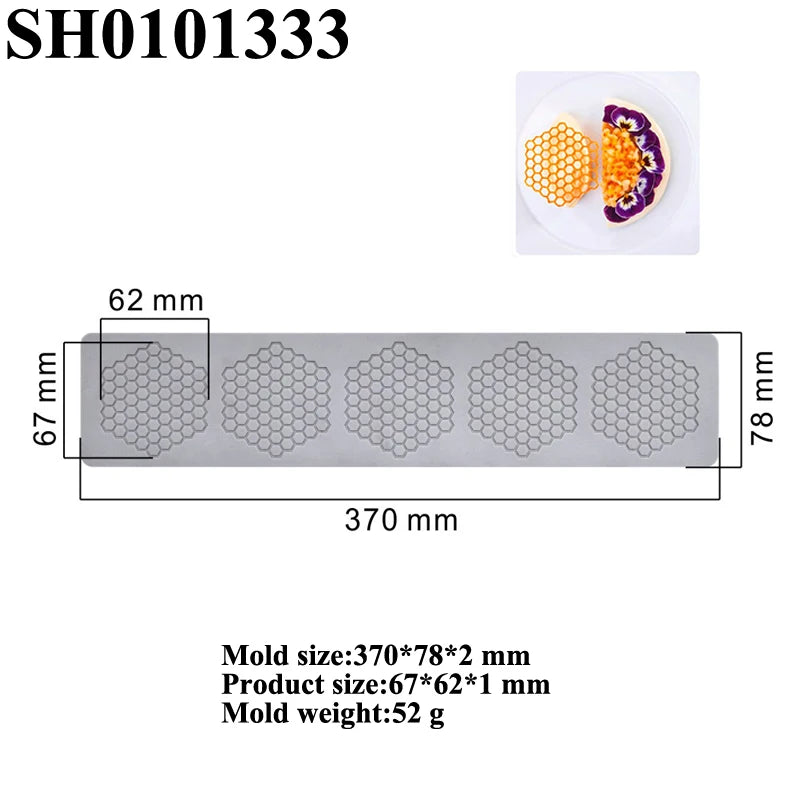 Hollow Chocolate Chips Silicone Baking Mold — Leaf & Honeycomb Design Sugarcraft Lace Mat for Dessert Decoration
