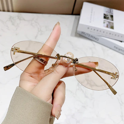 European & American Fashion Frameless Metal Sunglasses – Trendy Luxury UV Protection Eyewear
